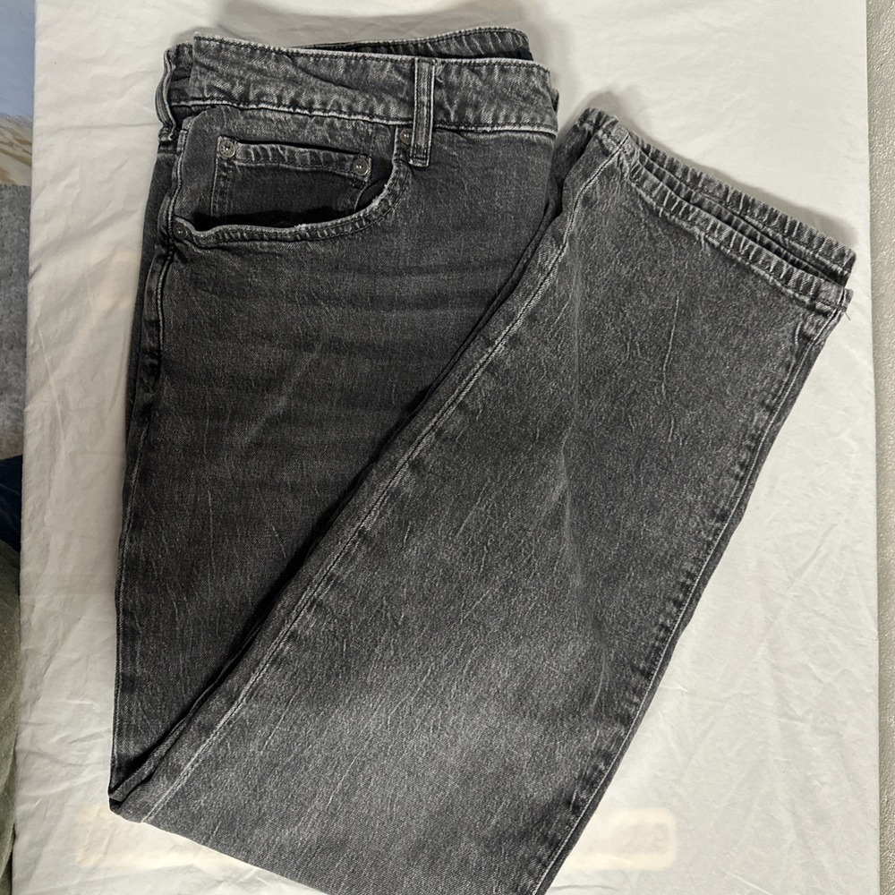 Aeropostale Women Straight Leg Jeans Charcoal Wash Size 36 32 Black Skinny Jeans